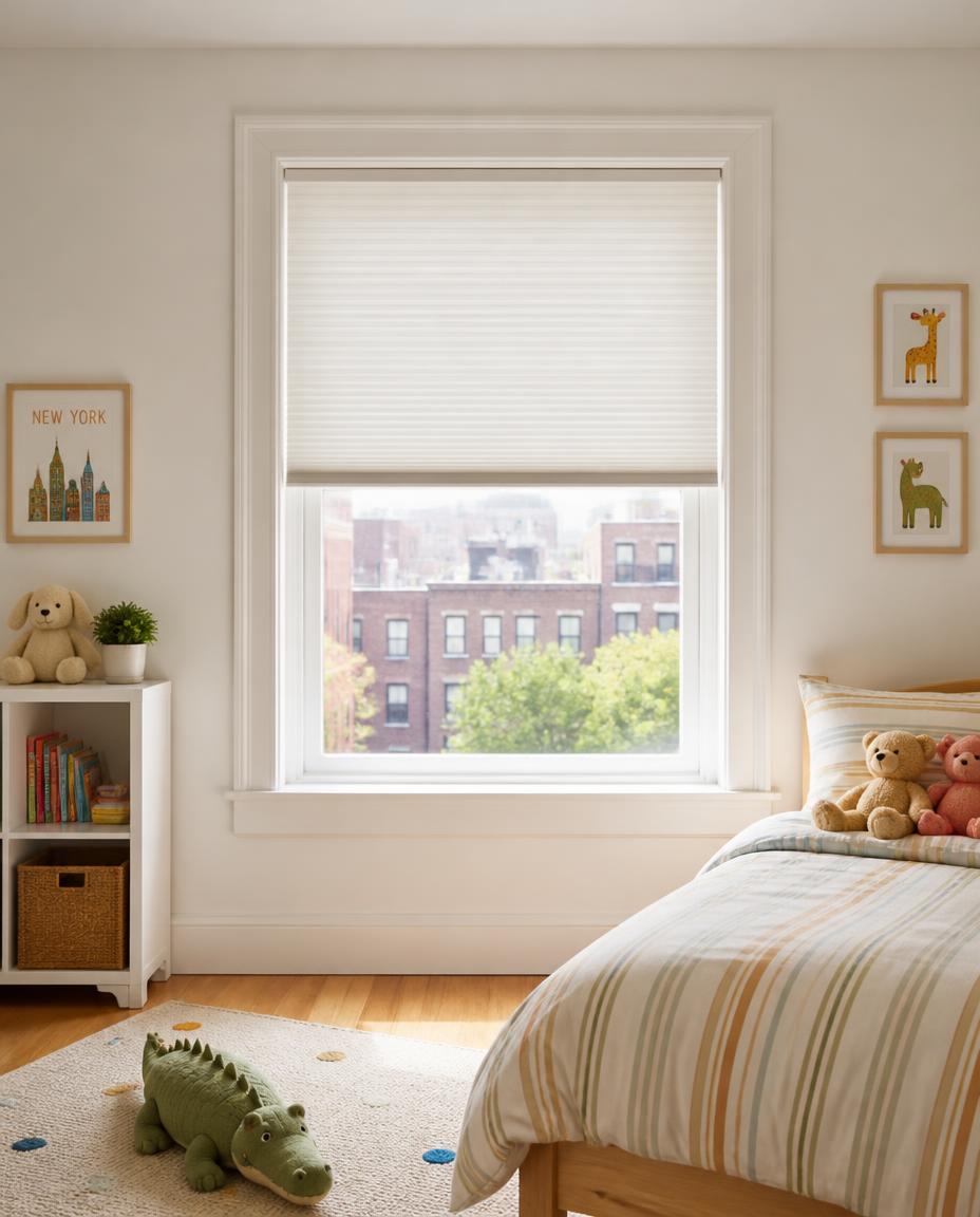 Cordless shade in a child’s bedroom